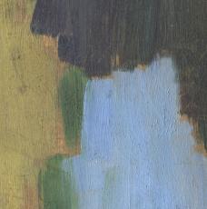 Paul Sérusier (1864-1927), Le Talisman (Paysage au bois d’Amour ; détail de la tache bleue). Octobre 1888, peinture (huile sur bois), 27 × 21,5 cm. Paris, musée d’Orsay (RF 1985 13)