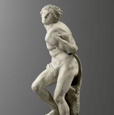 Michelangelo Buonarroti, dit Michel-Ange (1475-1564), Esclave rebelle. 1513-1515, sculpture (marbre), 215 × 49 × 75,5 cm. Paris, musée du Louvre (MR 1589)