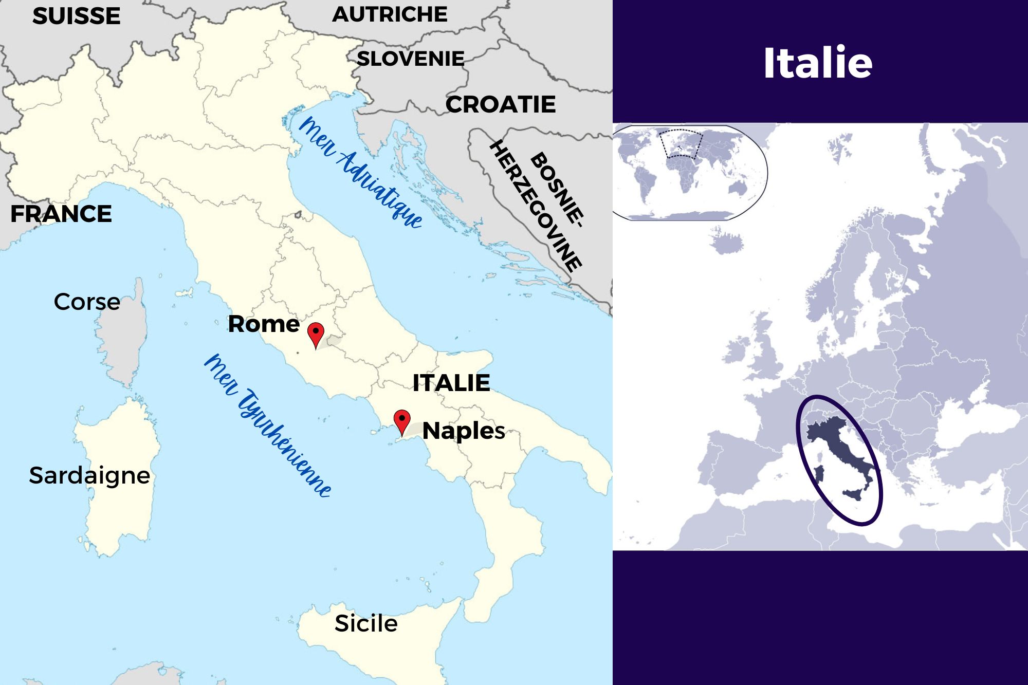 Carte de l'Italie Carte de l'Italie