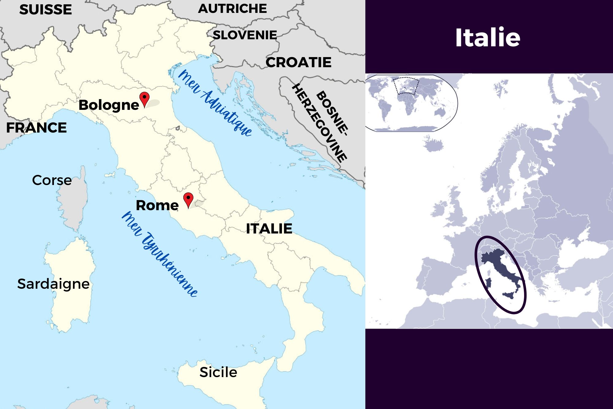 Carte de l'Italie Carte de l'Italie