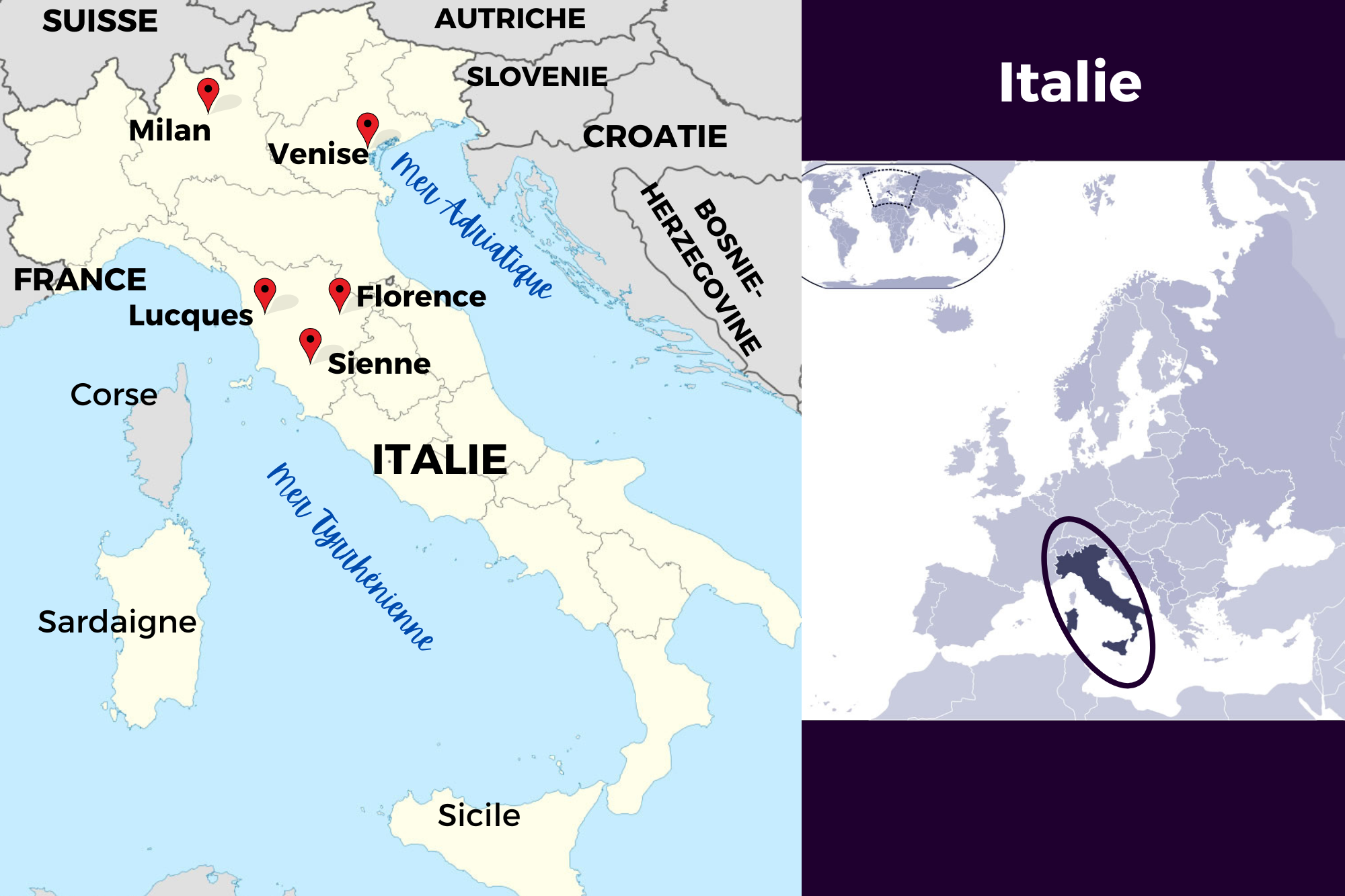 Carte de l'Italie Carte de l'Italie