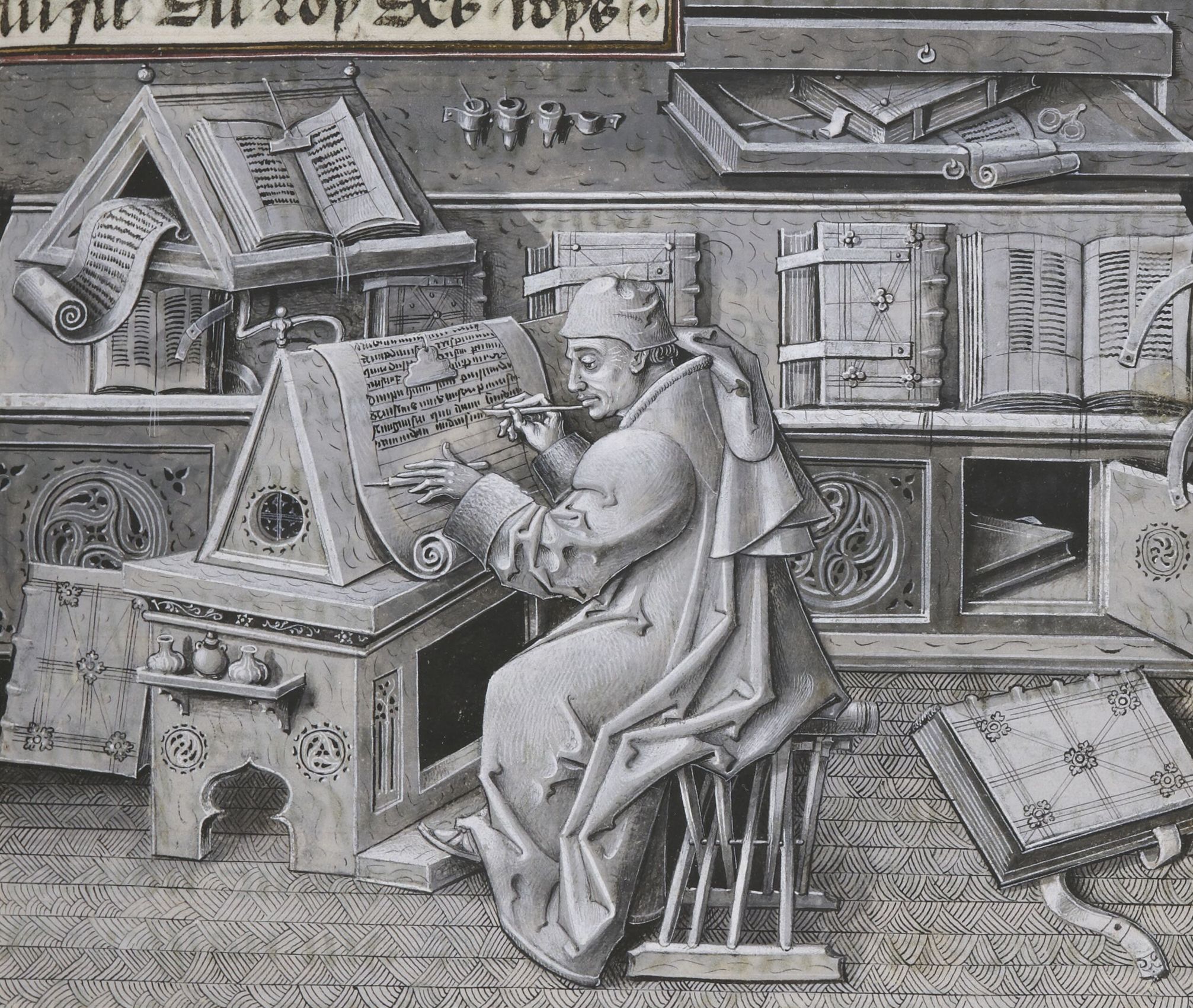 Jean Mielot dans son scriptorium Jean Mielot dans son scriptorium