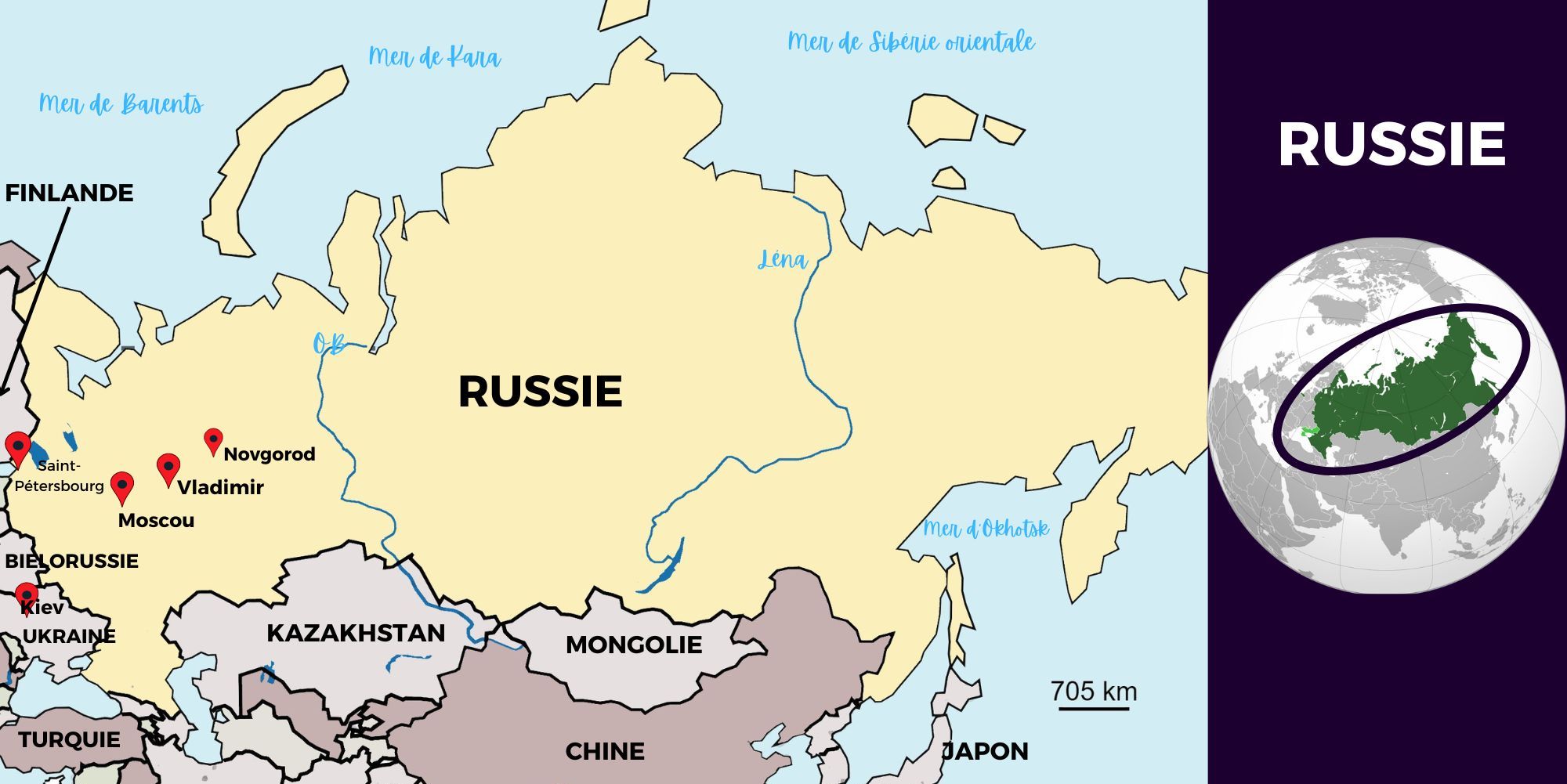 Carte géographique de la Russie Carte géographique de la Russie