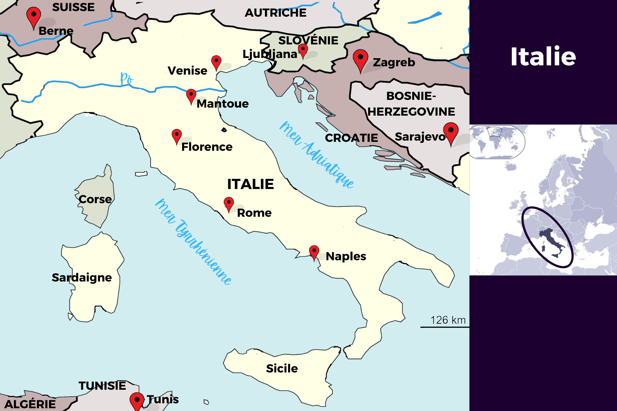 Carte de l'Italie Carte de l'Italie