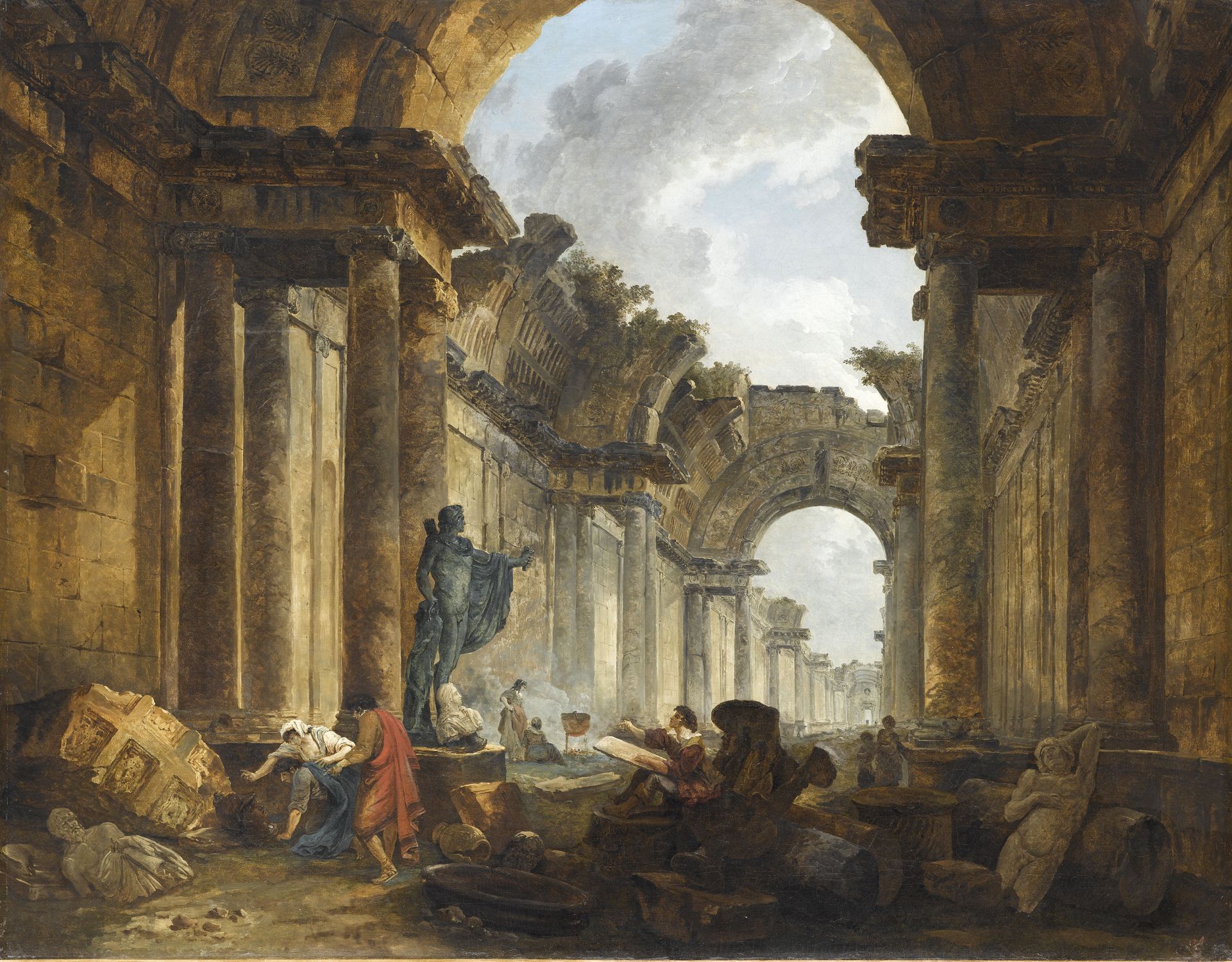 Vue imaginaire de la Grande Galerie du Louvre en ruines Vue imaginaire de la Grande Galerie du Louvre en ruines