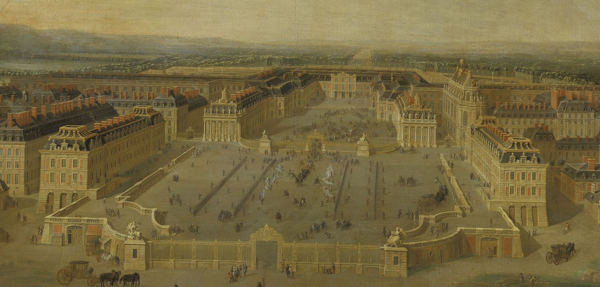 Vue du château de Versailles du côté de la place d'armes Vue du château de Versailles du côté de la place d'armes