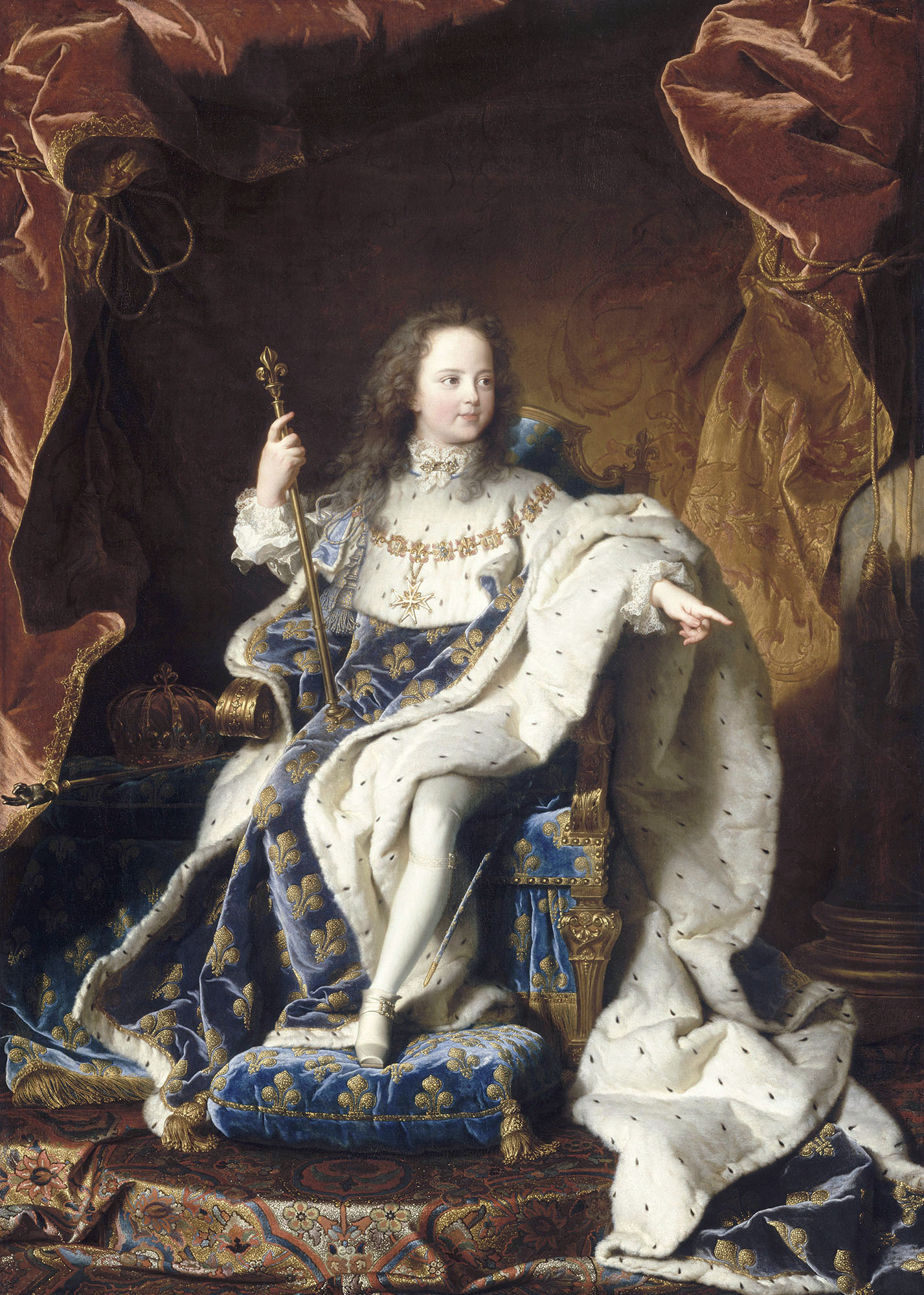 Portrait de Louis XV, âgé de 5 ans (1710-1774), assis sur son trône en grand costume royal Portrait de Louis XV, âgé de 5 ans (1710-1774), assis sur son trône en grand costume royal
