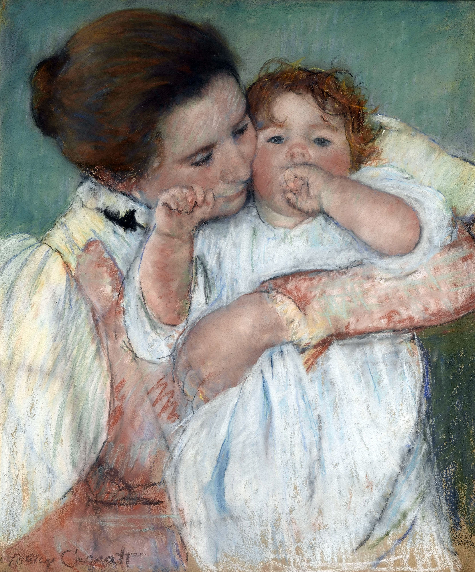 Mère et enfant sur fond vert Mère et enfant sur fond vert