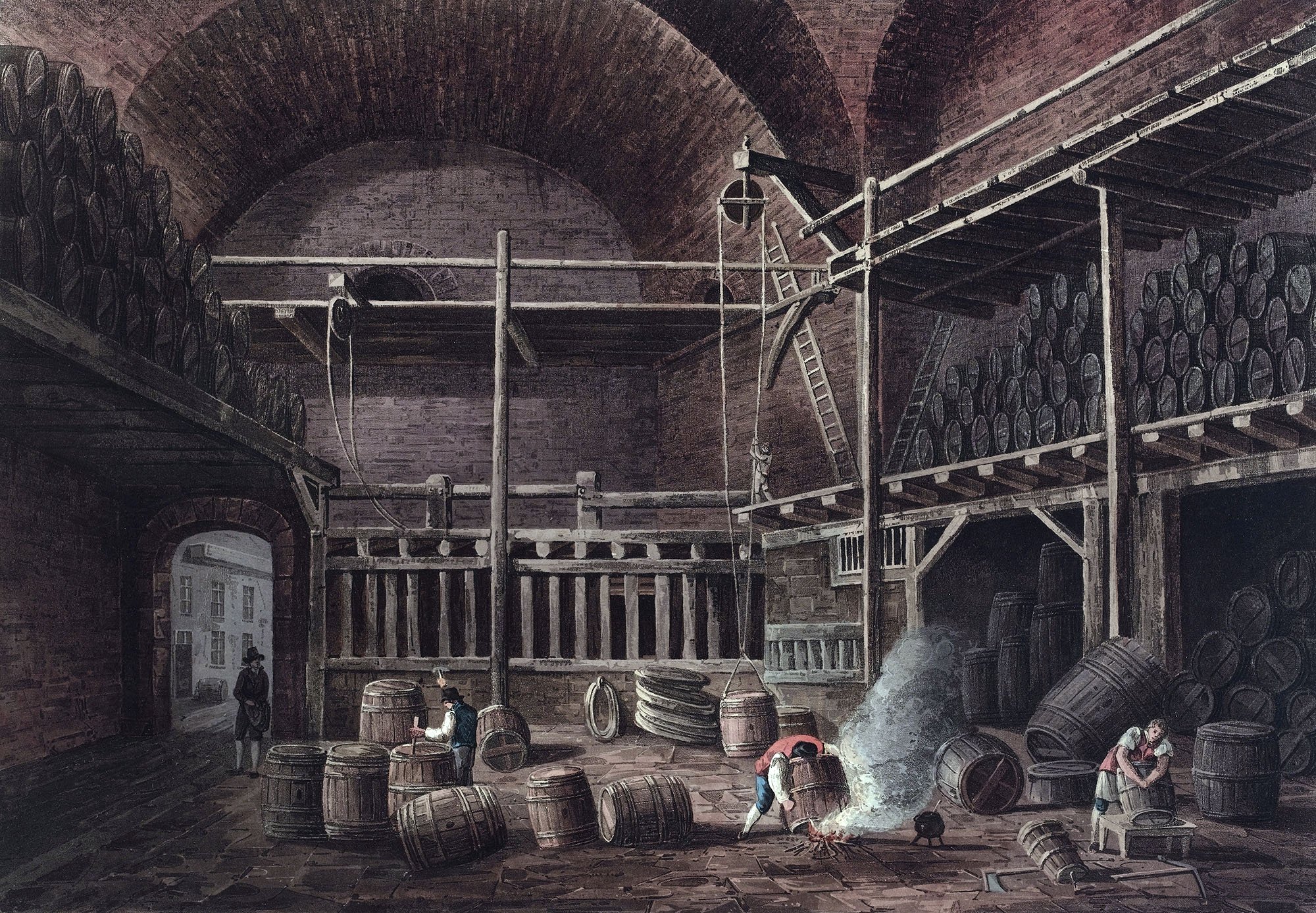 Vue intérieure des thermes de Cluny transformés en entrepôt de vin sous l’Empire Vue intérieure des thermes de Cluny transformés en entrepôt de vin sous l’Empire