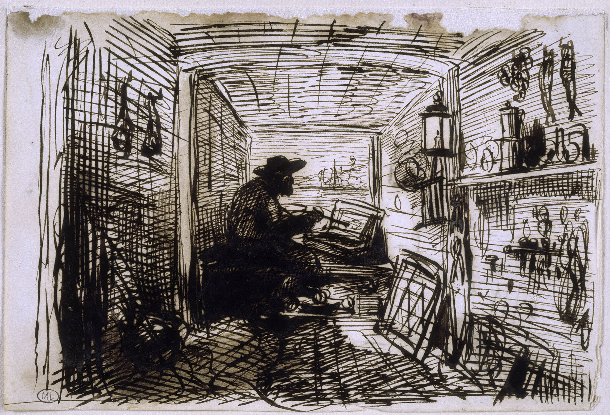 Le Bateau-atelier, l’artiste peignant à bord du "Botin" Le Bateau-atelier, l’artiste peignant à bord du "Botin"