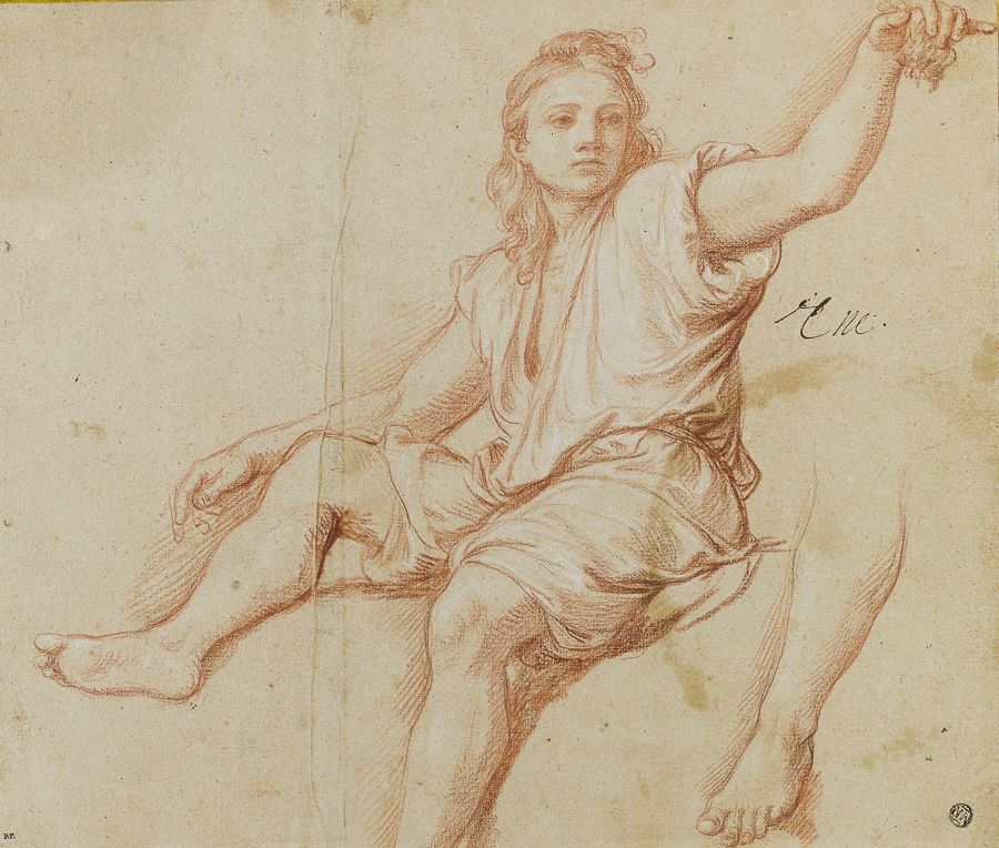 Jeune garçon assis ; étude d’une jambe Jeune garçon assis ; étude d’une jambe