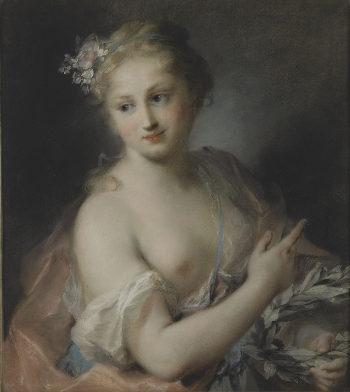 Jeune fille tenant une couronne de laurier, nymphe de la suite d’Apollon Jeune fille tenant une couronne de laurier, nymphe de la suite d’Apollon