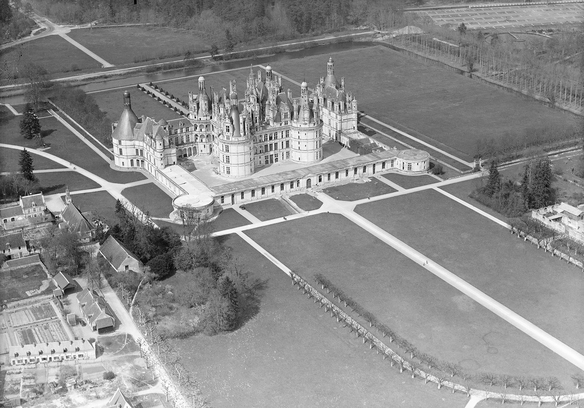 Vue aérienne du château de Chambord Vue aérienne du château de Chambord