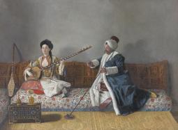 Monsieur Levett, proche ami du peintre, et mademoiselle Glavani, fille de l’ancien consul de France en Crimée de 1723 à 1734, en costume turc Jean-Étienne Liotard (1702-1789)